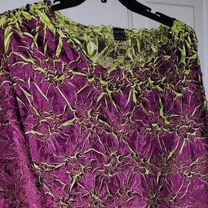 Vibrant Purple and Green Textured Top